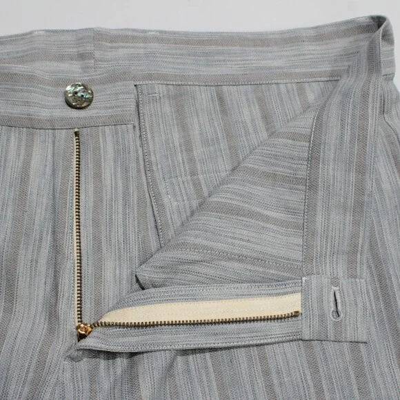 Italo Ferretti NWT Chino / Bermuda Shorts Size L in Blue & Gray Cotton & Linen